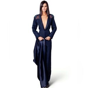 Vintage BEBE Navy Blue Duster Wrap and Trousers Set